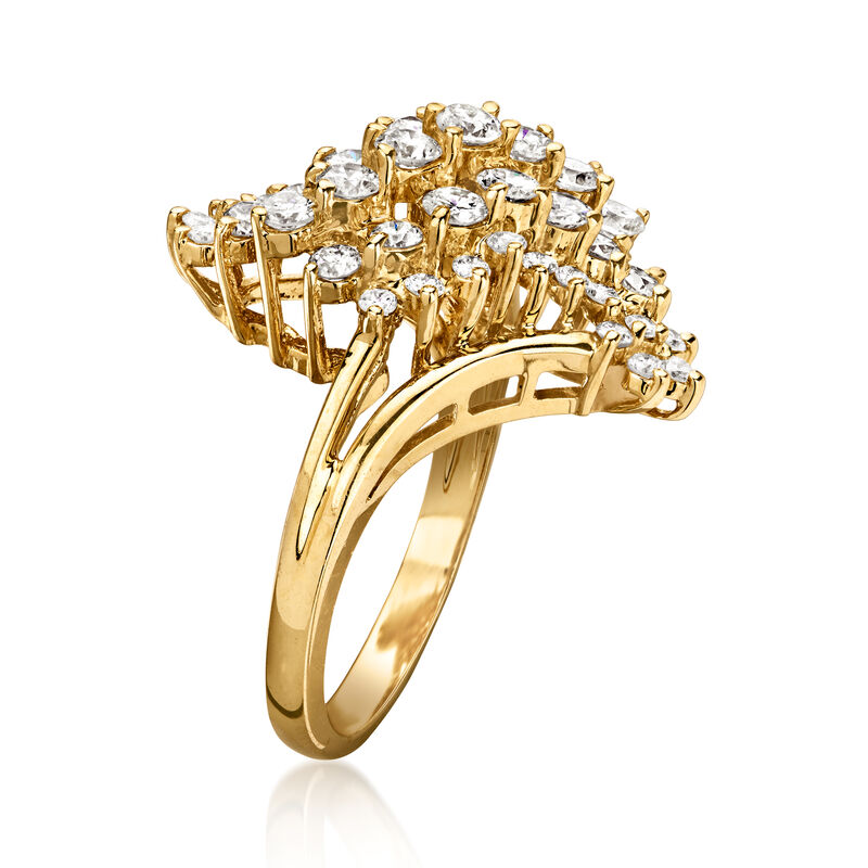 C. 1980 Vintage 2.00 ct. t.w. Diamond Waterfall Ring in 14kt Yellow Gold. Size 7.25 image number 2