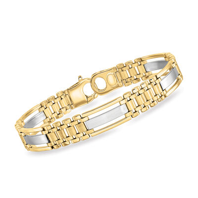 Men's 14kt Two-Tone Gold Link Bracelet