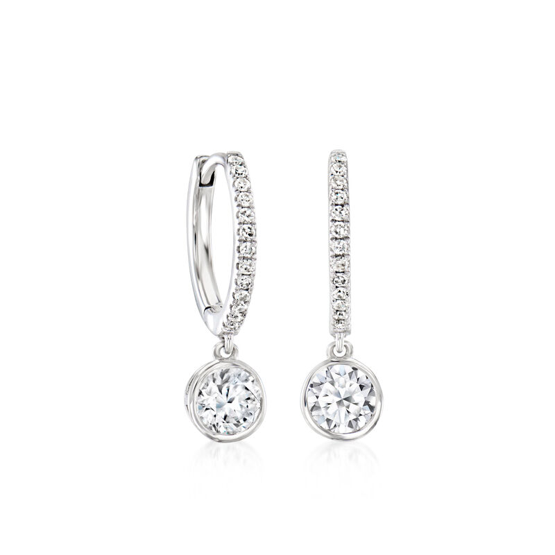 1.00 ct. t.w. Bezel-Set Lab-Grown Diamond Huggie Hoop Drop Earrings in Sterling Silver  image number 0
