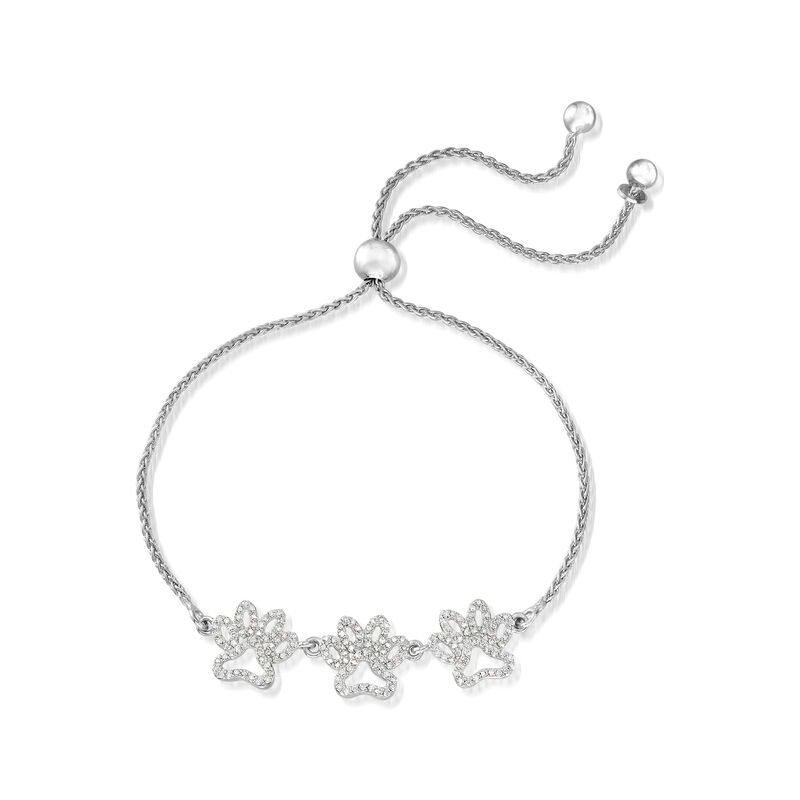 .50 ct. t.w. Diamond Paw Print Bolo Bracelet in Sterling Silver image number 2