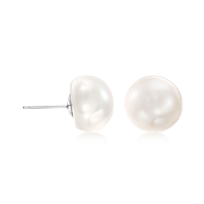 14-15mm Cultured Pearl Stud Earrings in Sterling Silver image number 0