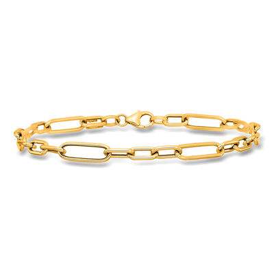 Italian 14kt Yellow Gold Paper Clip Link Bracelet