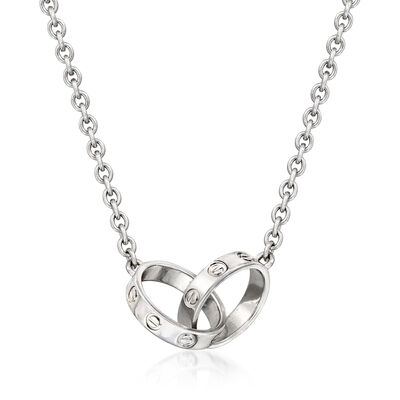 C. 1990 Vintage Cartier 18kt White Gold Interlocking Circles Necklace