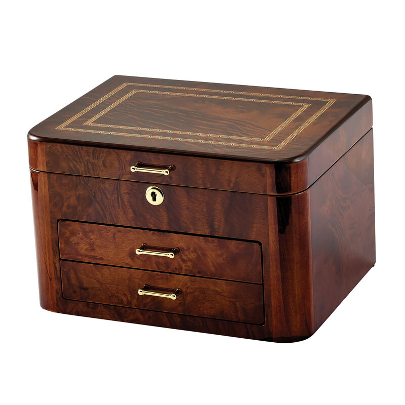 Elm Burlwood Locking Jewelry Box image number 0