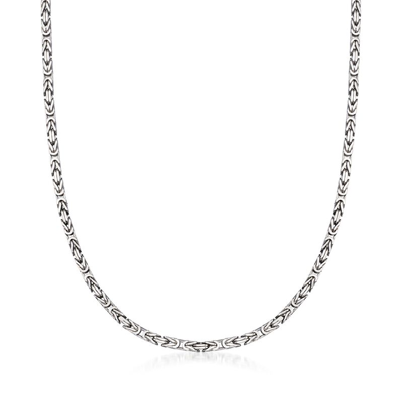 Sterling Silver Square Byzantine Necklace image number 0