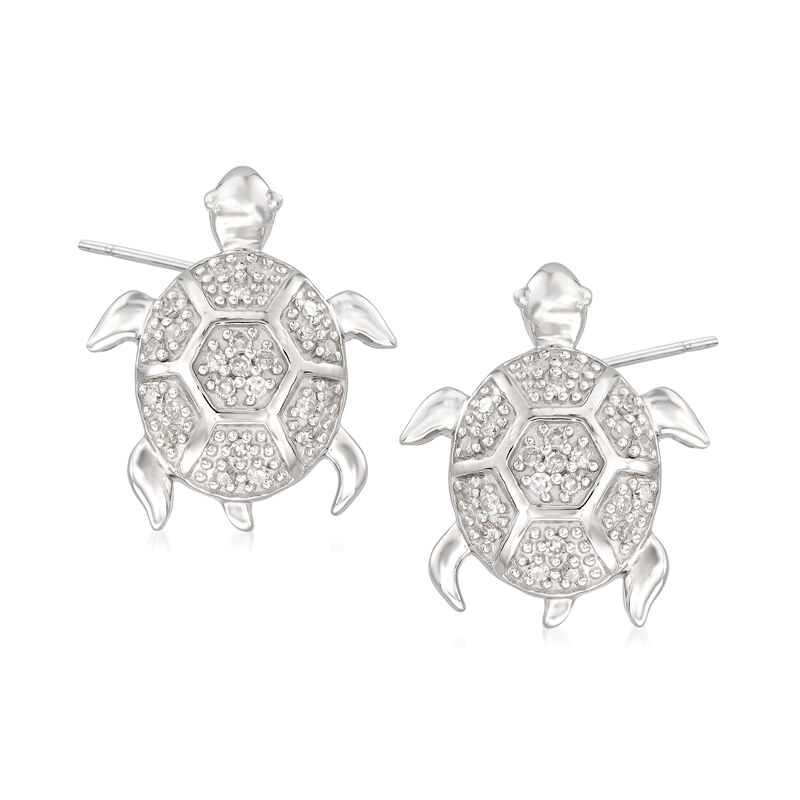 .13 ct. t.w. Diamond Turtle Earrings in Sterling Silver image number 0