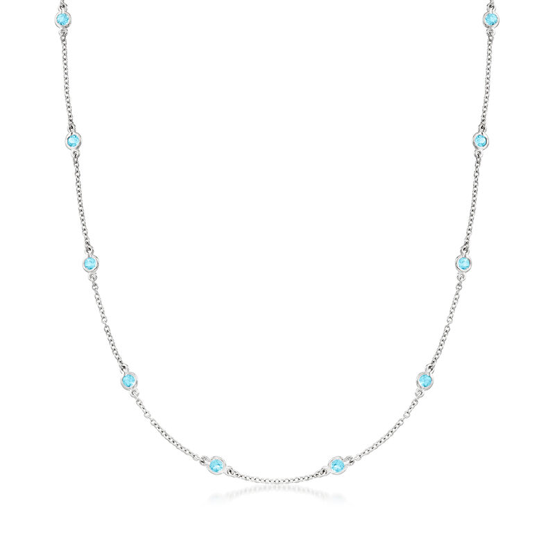 1.70 ct. t.w. Bezel-Set Swiss Blue Topaz Station Necklace in Sterling Silver image number 0