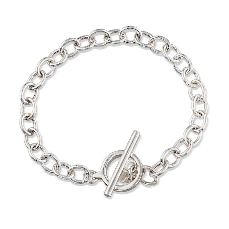Sterling Silver Cable-Link Toggle Bracelet image number 0