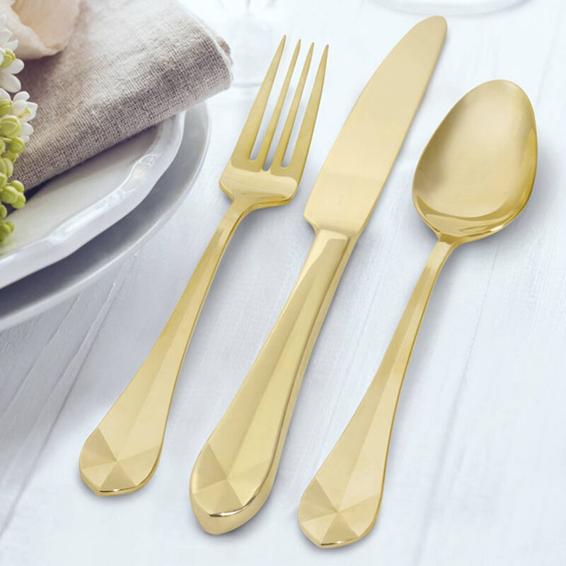 Argent Orfevres &quot;Belvoir&quot; 20-pc. Service for 4 18/10 24kt Gold-Plated Stainless Steel Flatware Set image number 1