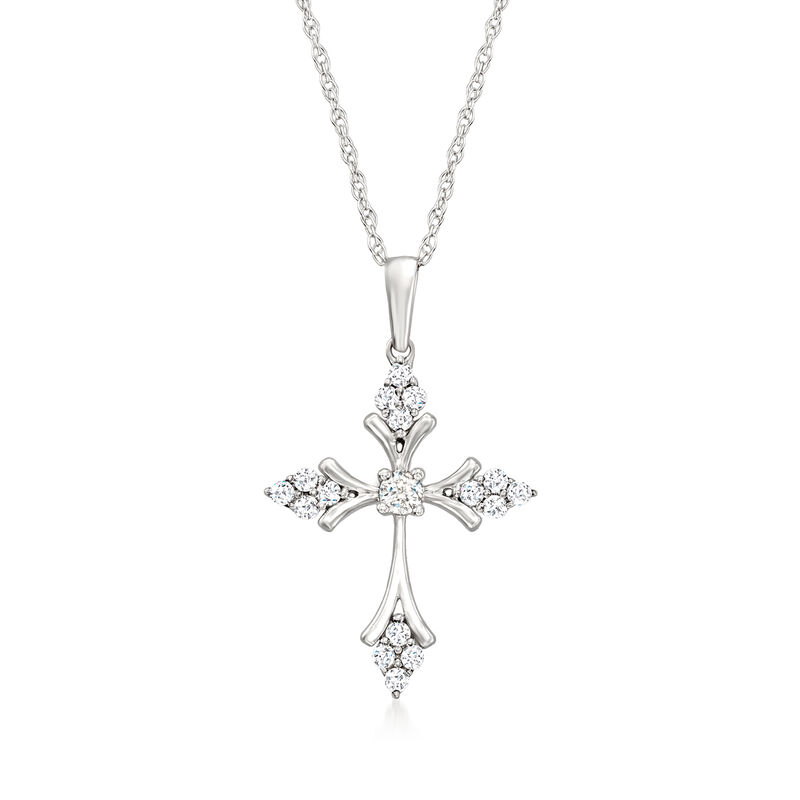 .15 ct. t.w. Diamond Cross Pendant Necklace in 14kt White Gold image number 0