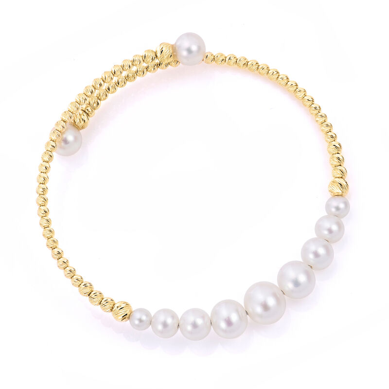 4.5-8.5mm Cultured Pearl Adjustable Cuff Bracelet in 14kt Yellow Gold image number 0
