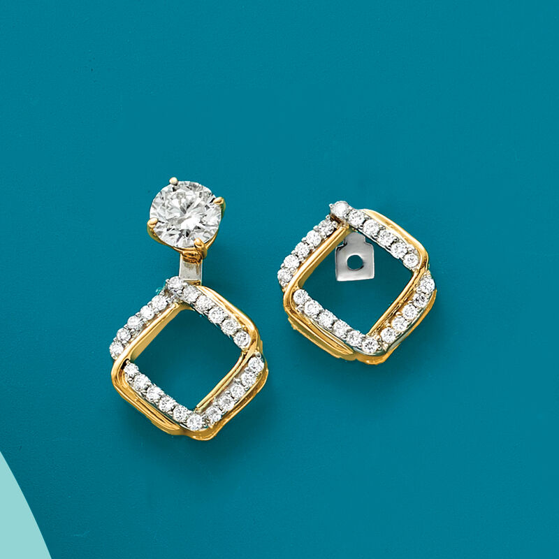 .25 ct. t.w. Diamond Interlocking Square Earring Jackets in 14kt Two-Tone Gold image number 7