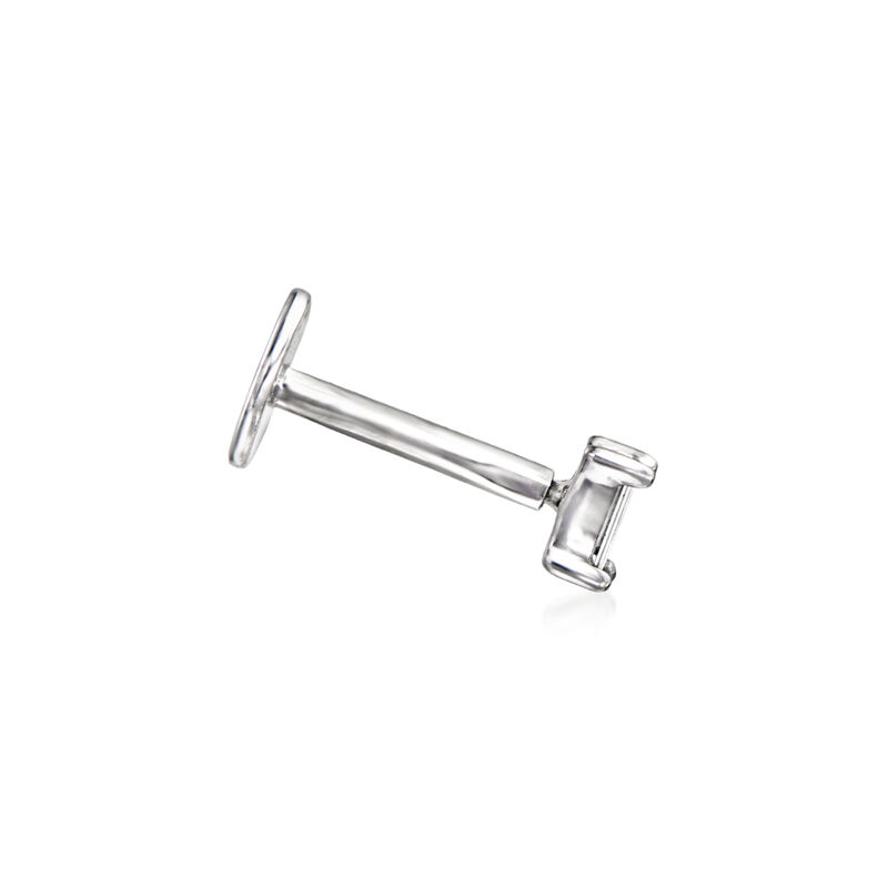 Baguette Diamond Single Flat-Back Stud Earring in Sterling Silver image number 2