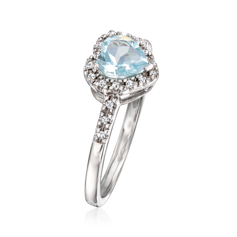 .60 Carat Aquamarine Heart Ring with Diamonds in Sterling Silver image number 2