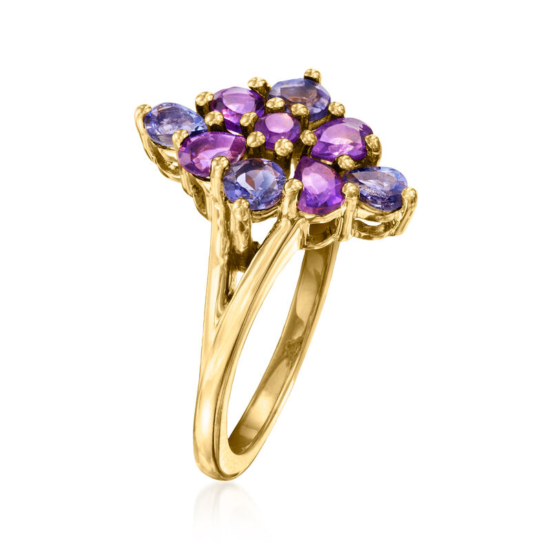 .84 ct. t.w. Multi-Gemstone Floral Cluster Ring in 18kt Gold Over Sterling image number 2