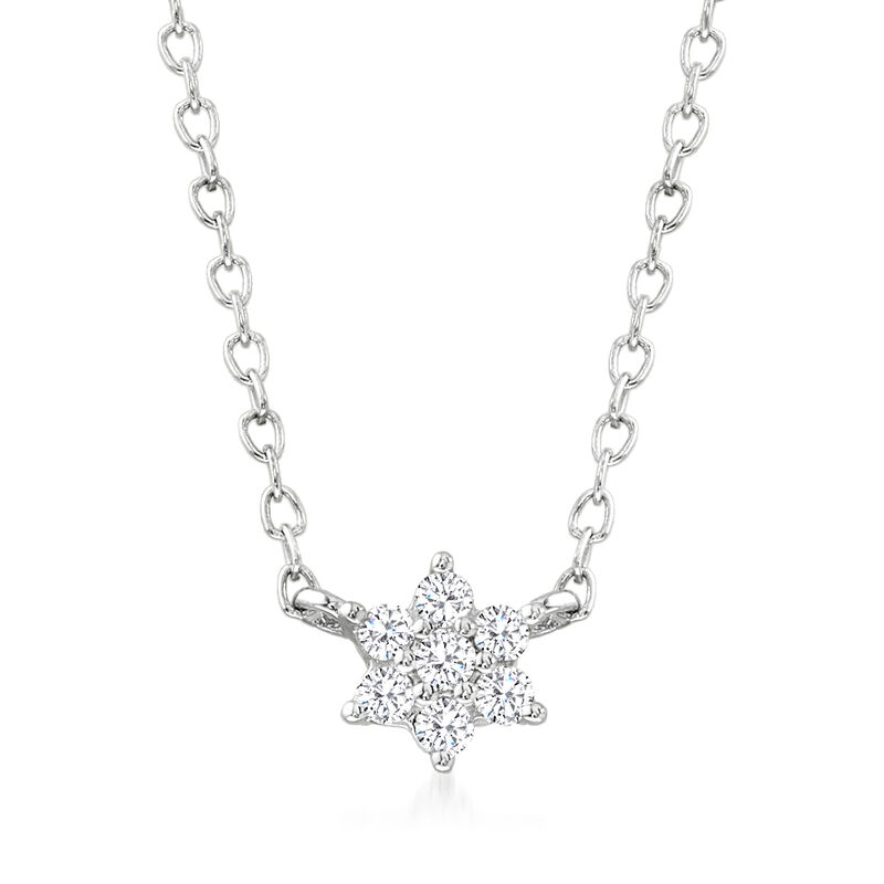 .10 ct. t.w. Diamond Flower Necklace in Sterling Silver. 16&quot; image number 1