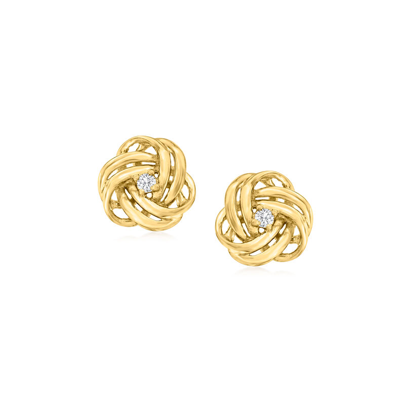 14kt Yellow Gold Love Knot Earrings with Diamond Accents image number 0