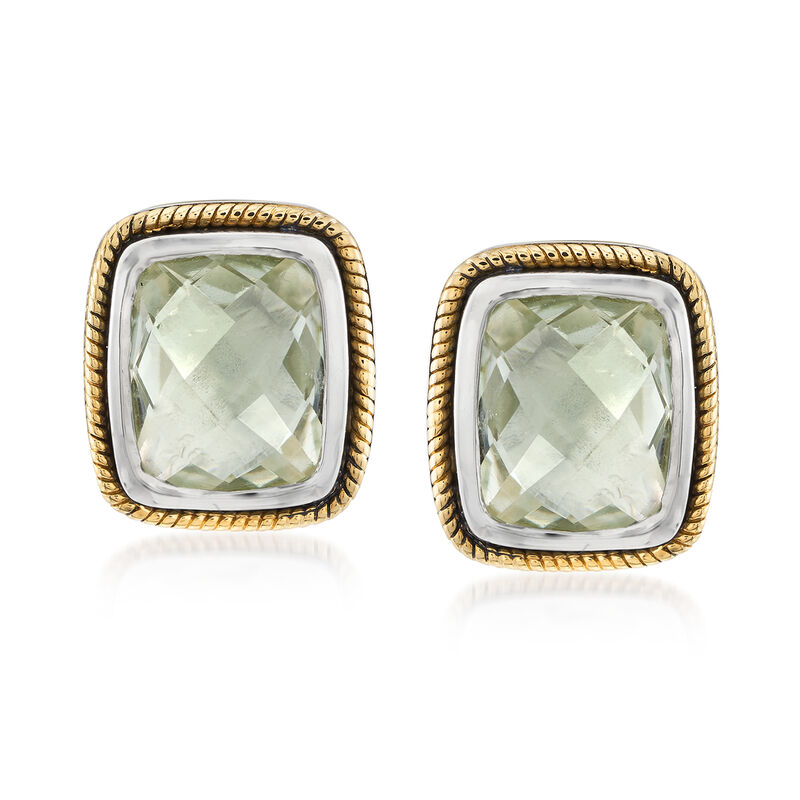 4.80 ct. t.w. Prasiolite Earrings in Sterling Silver and 14kt Yellow Gold image number 0