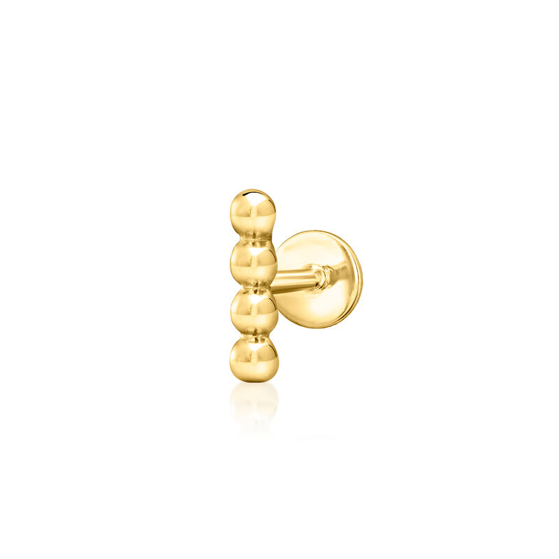 14kt Yellow Gold Beaded Bar Flat-Back Earrings image number 0