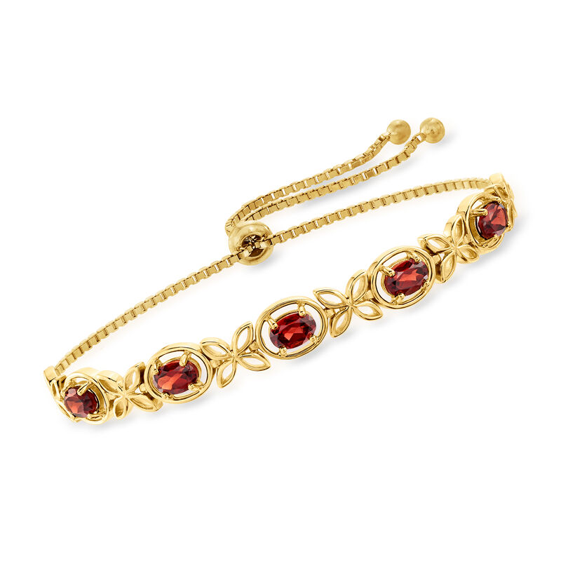 2.50 ct. t.w. Garnet Bolo Bracelet in 18kt Gold Over Sterling image number 0