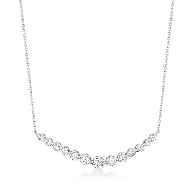2.70 ct. t.w. CZ Curved Bar Necklace in Sterling Silver