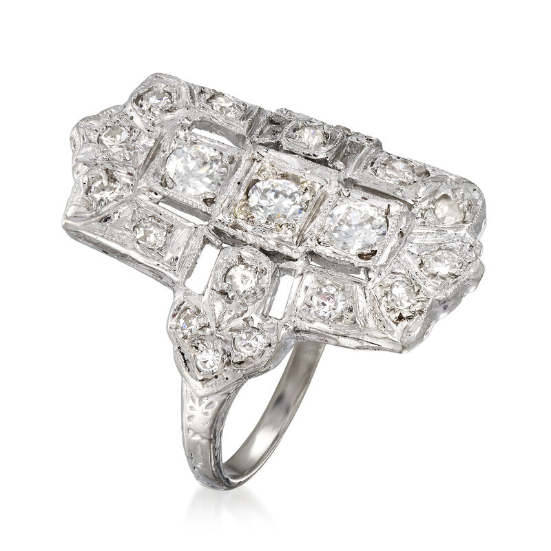 C. 1950 Vintage .75 ct. t.w. Diamond Fashion Ring in Platinum image number 2