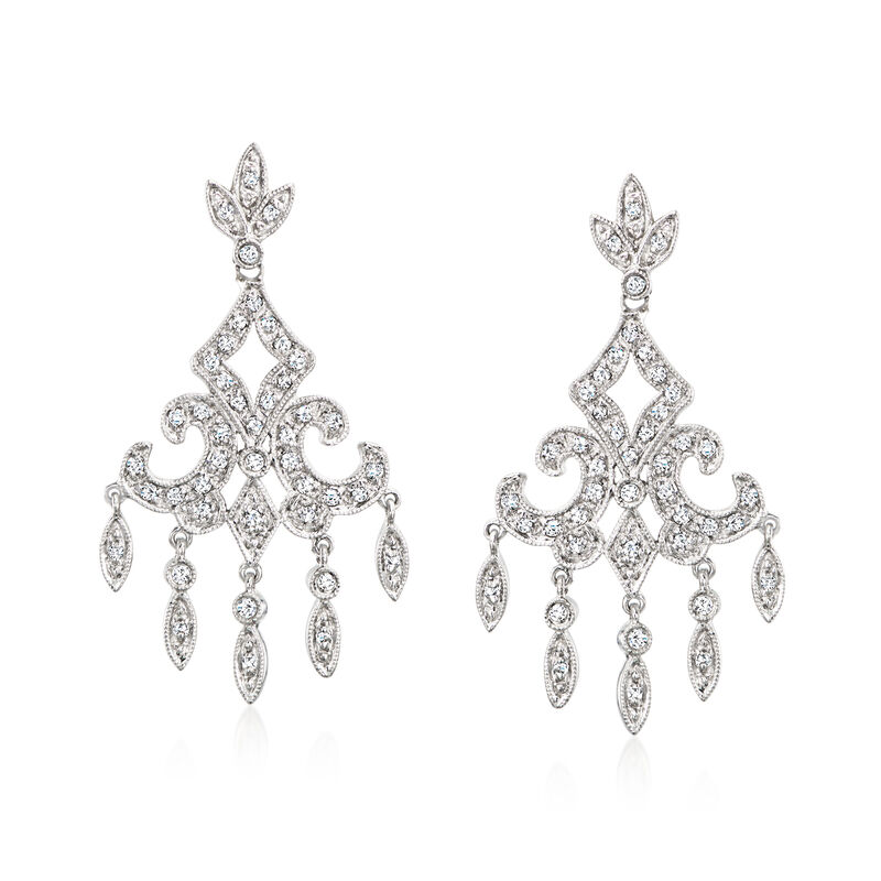 C. 2000 Vintage .45 ct. t.w. Diamond Chandelier Earrings in 14kt White Gold image number 0
