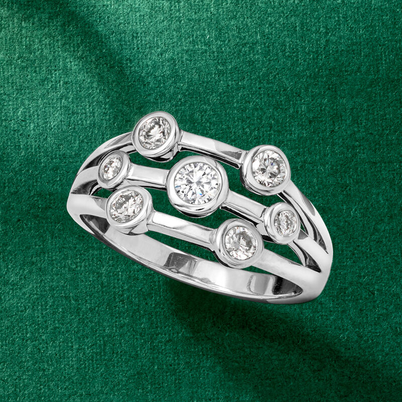 .50 ct. t.w. Bezel-Set Lab-Grown Diamond Multi-Row Ring in Sterling Silver image number 3