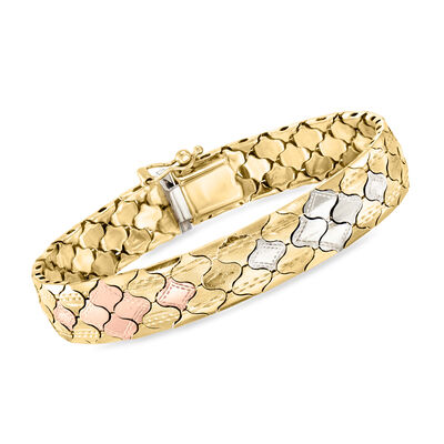 C. 1980 Vintage 14kt Tri-Colored Gold Fancy-Link Bracelet