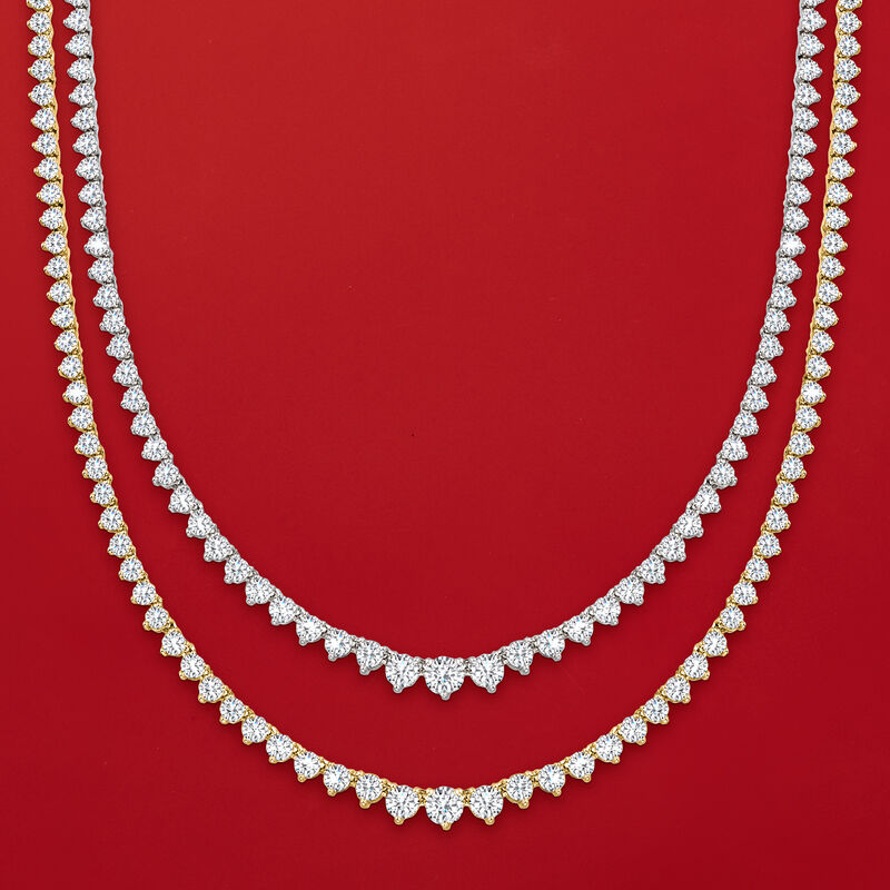 10.00 ct. t.w. Diamond Tennis Necklace in 14kt Yellow Gold image number 3