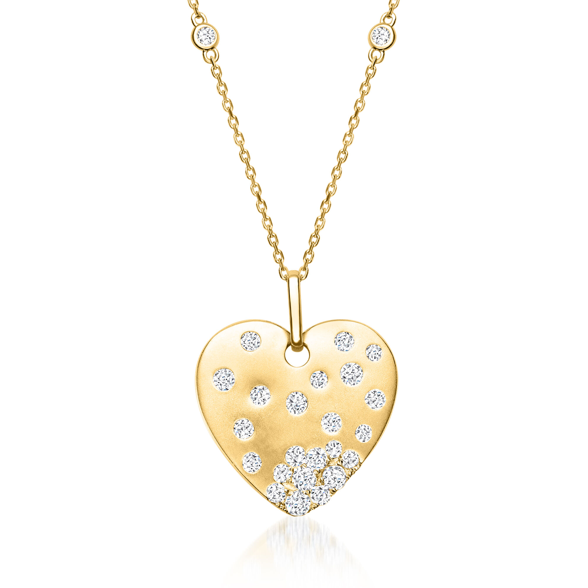 80 ct. t.w. Scattered-Diamond Heart Pendant Necklace in 14kt