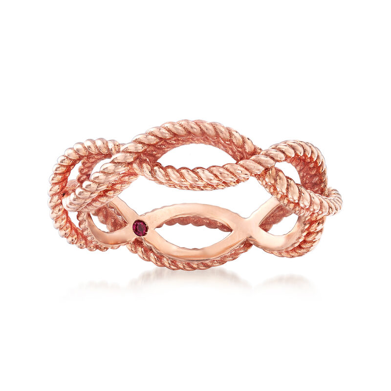 Roberto Coin &quot;Barocco&quot; Roped Ring in 18kt Rose Gold. Size 6.5 image number 0