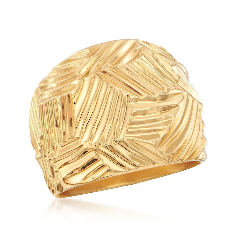 Italian Andiamo 14kt Yellow Gold Geometric Textured Dome Ring image number 3