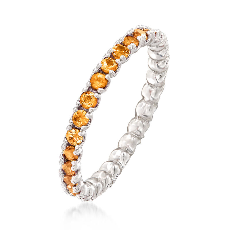 .97 ct. t.w. Orange Sapphire Stackable Eternity Band in Sterling Silver image number 2