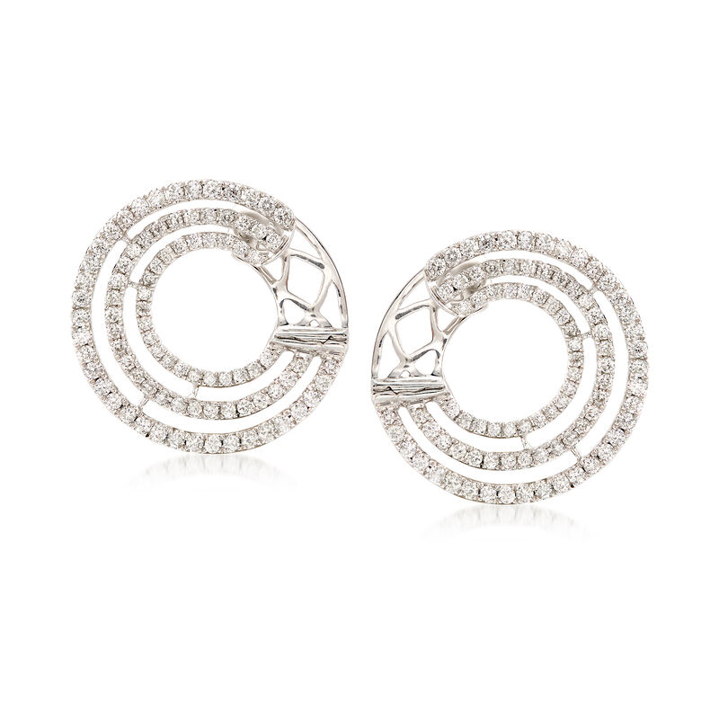 .96 ct. t.w. Diamond Multi-Circle Hoop Earrings in 18kt White Gold. 5/8&quot; image number 0