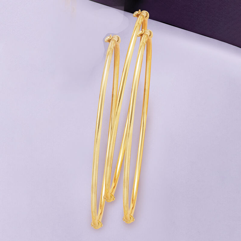 Italian 14kt Yellow Gold Jewelry Set: Three Polished Bangle Bracelets image number 2