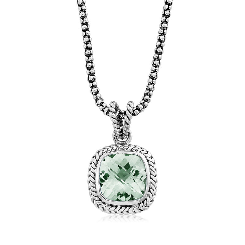 3.40 Carat Prasiolite Pendant Necklace in Sterling Silver image number 0