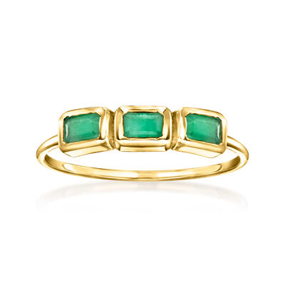 .40 ct. t.w. Emerald Three-Stone Ring in 14kt Yellow Gold