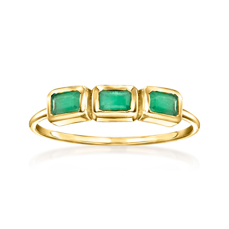 .40 ct. t.w. Emerald Three-Stone Ring in 14kt Yellow Gold image number 0