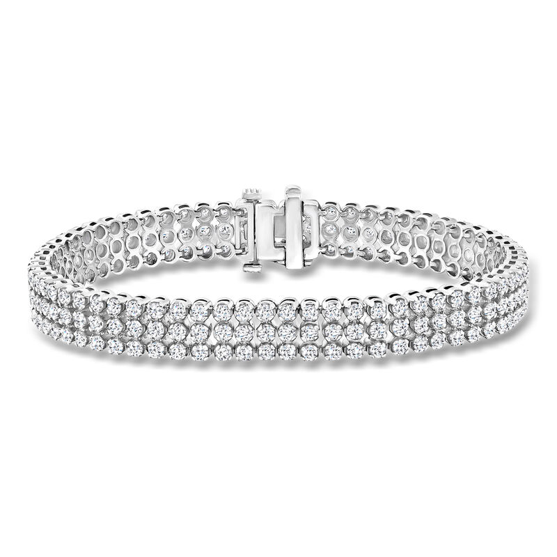 6.34 ct. t.w. Diamond Three-Row Bracelet in 14kt White Gold. 7" image number 0
