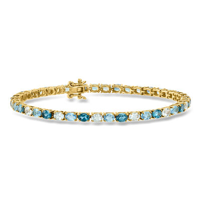 9.30 ct. t.w. Tonal Blue Topaz Bracelet in 18kt Gold Over Sterling
