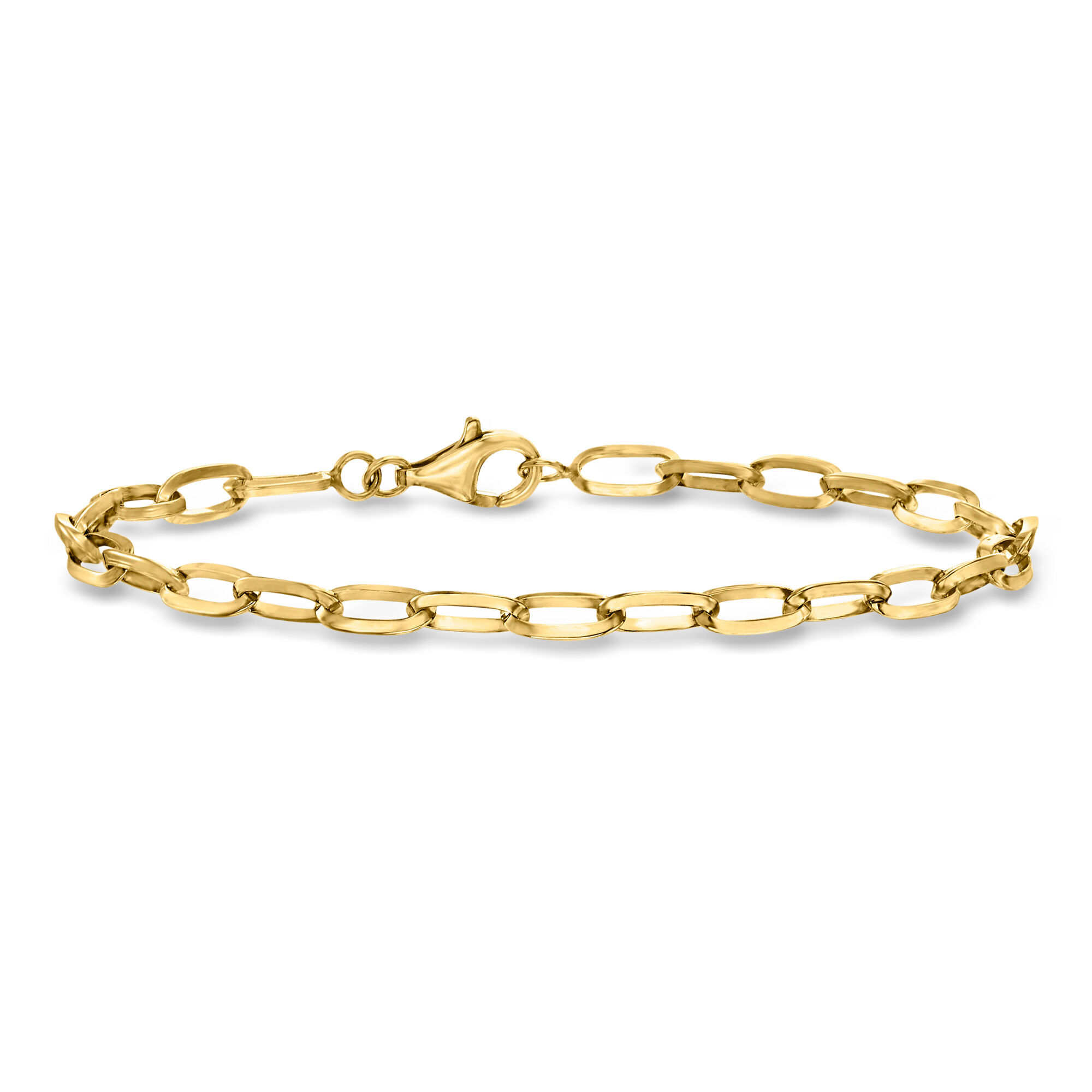 18kt Gold Over Solid Sterling Paper Clip Link Bracelet | Ross Simons