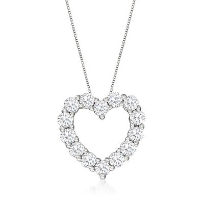 2.75 ct. t.w. Diamond Heart Pendant Necklace in 14kt White Gold