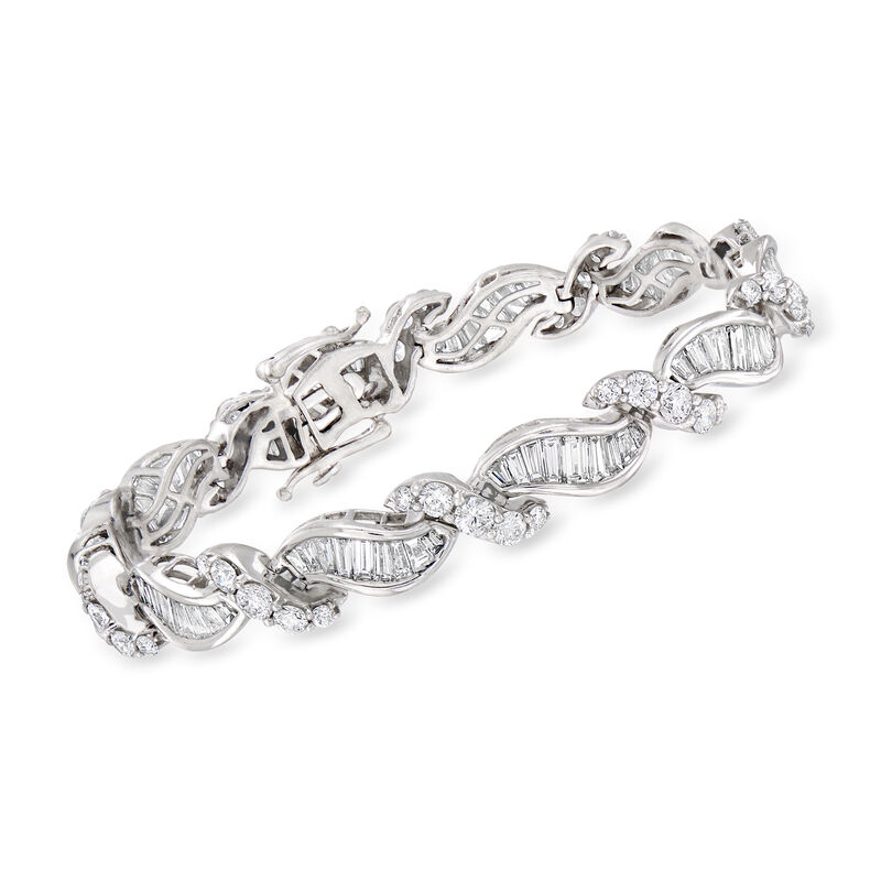 C. 1980 Vintage 9.70 ct. t.w. Diamond Bracelet in 14kt White Gold image number 0
