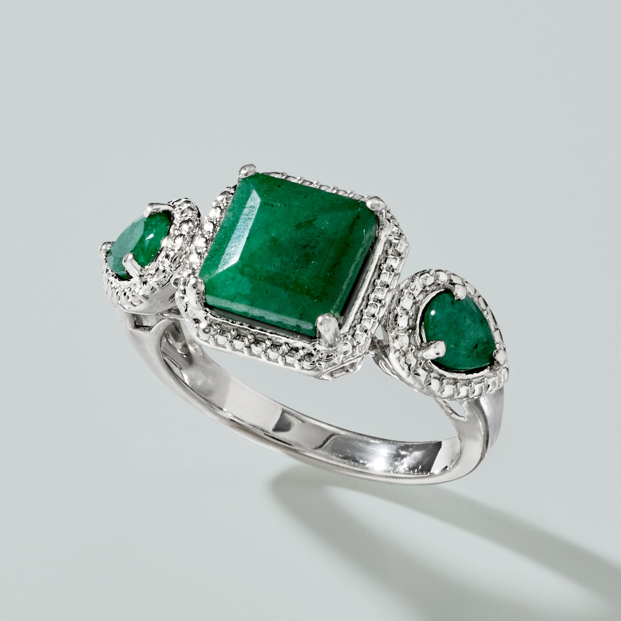 新素材新作 2.50 Silver Sterling in Ring Emerald t.w. ct. 12号～