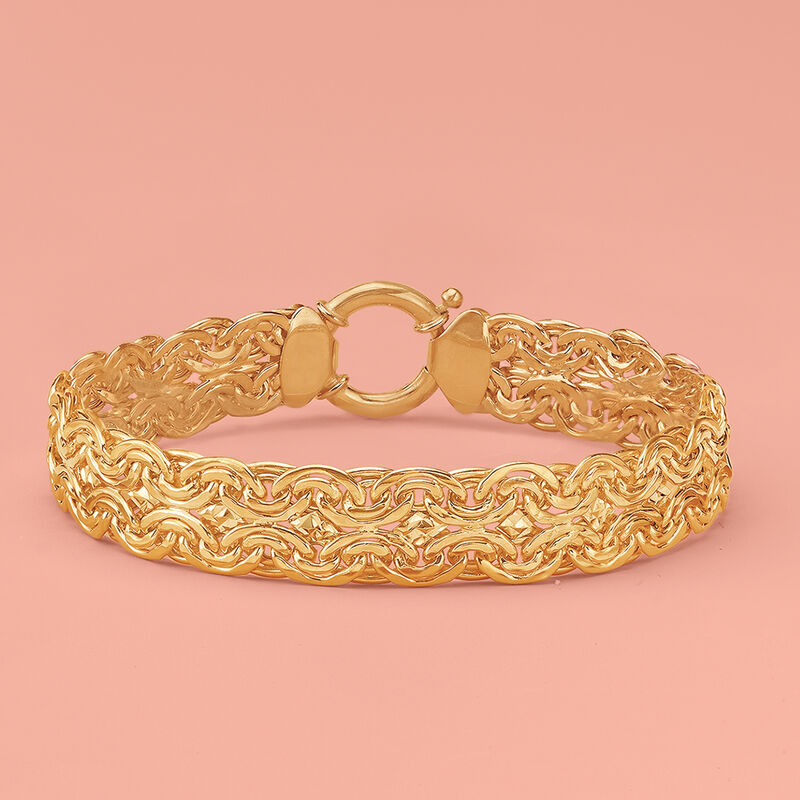 18kt Gold Over Sterling Silver Double-Oval Link Bracelet image number 2