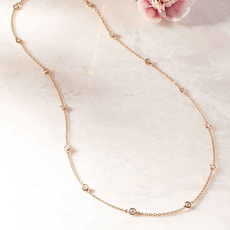 1.00 ct. t.w. Bezel-Set Diamond Station Necklace in 14kt Yellow Gold image number 2