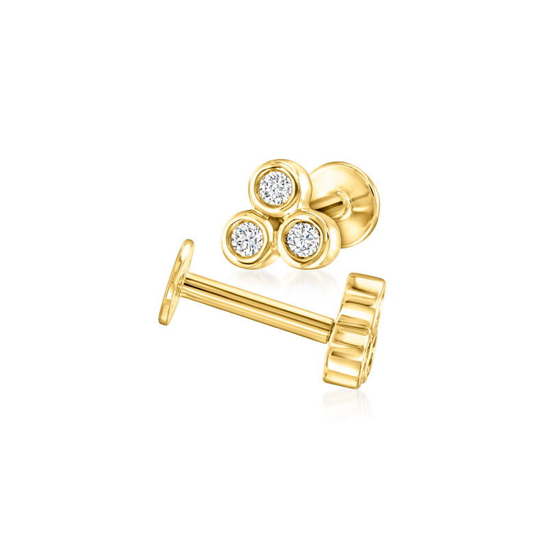 Lab-Grown Diamond Three-Stone Flat-Back Stud Earrings in 14kt Yellow Gold image number 4
