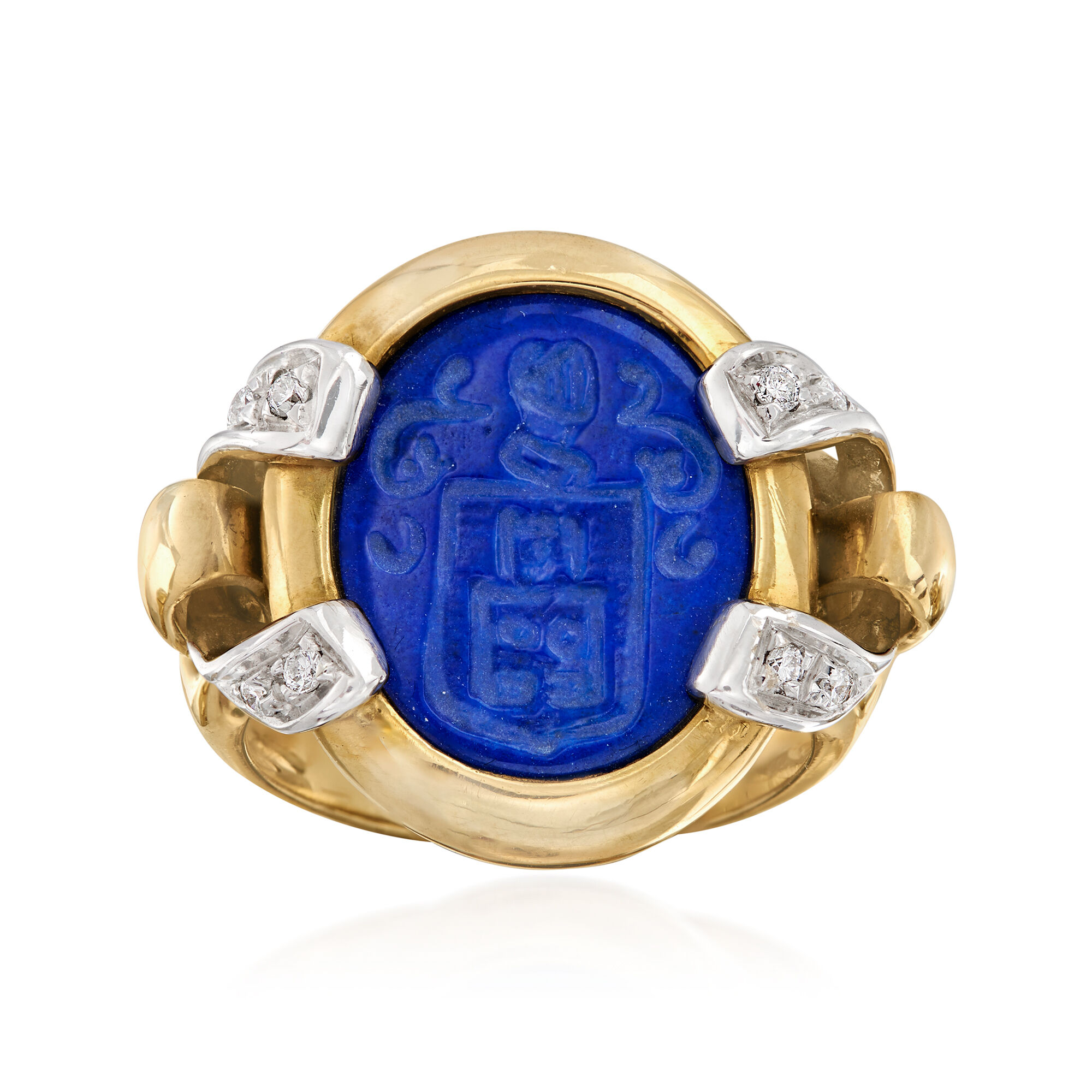 C. 1980 Vintage Legnazzi 15x13mm Blue Glass and .10 ct. t.w.