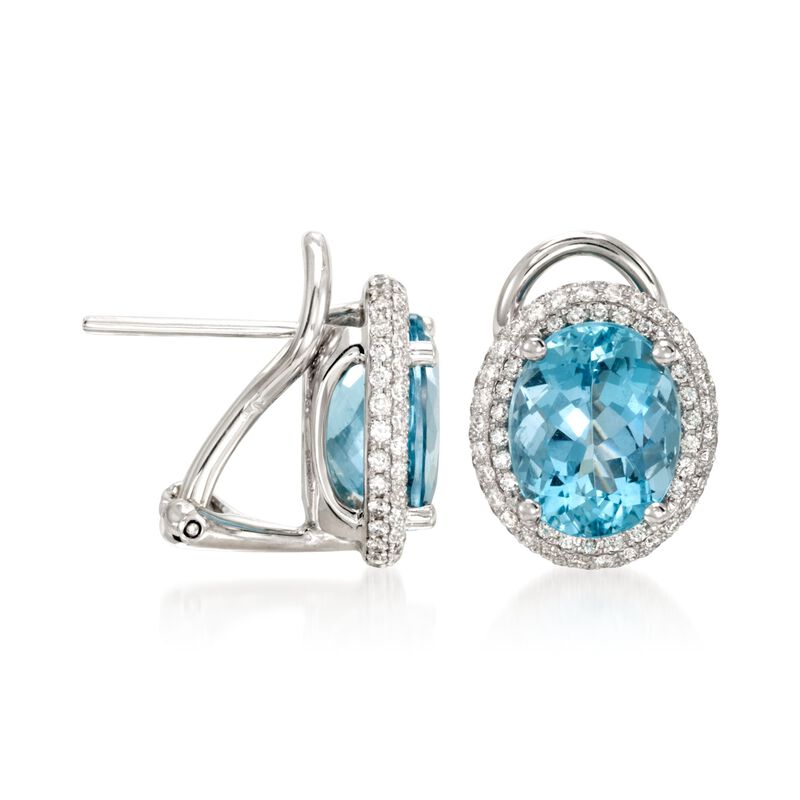 4.87 ct. t.w. Aquamarine and .62 ct. t.w. Diamond Earrings in 18kt White Gold image number 2